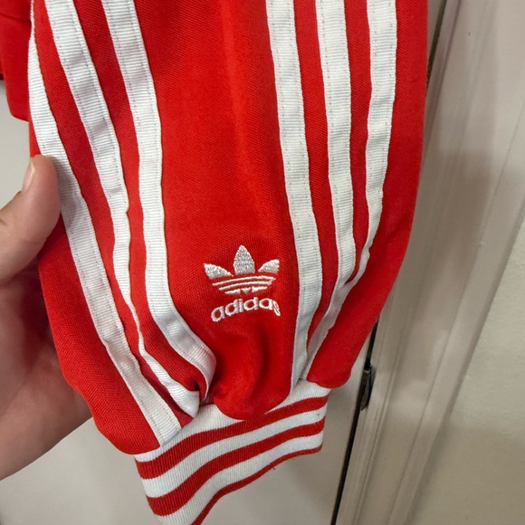 adidas xJji Won Choi Women's Red and White Striped Bomber Jacket - Picture 5 of 6